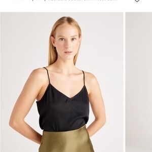 QUINCE Washable Stretch Silk V-Neck Cami Black